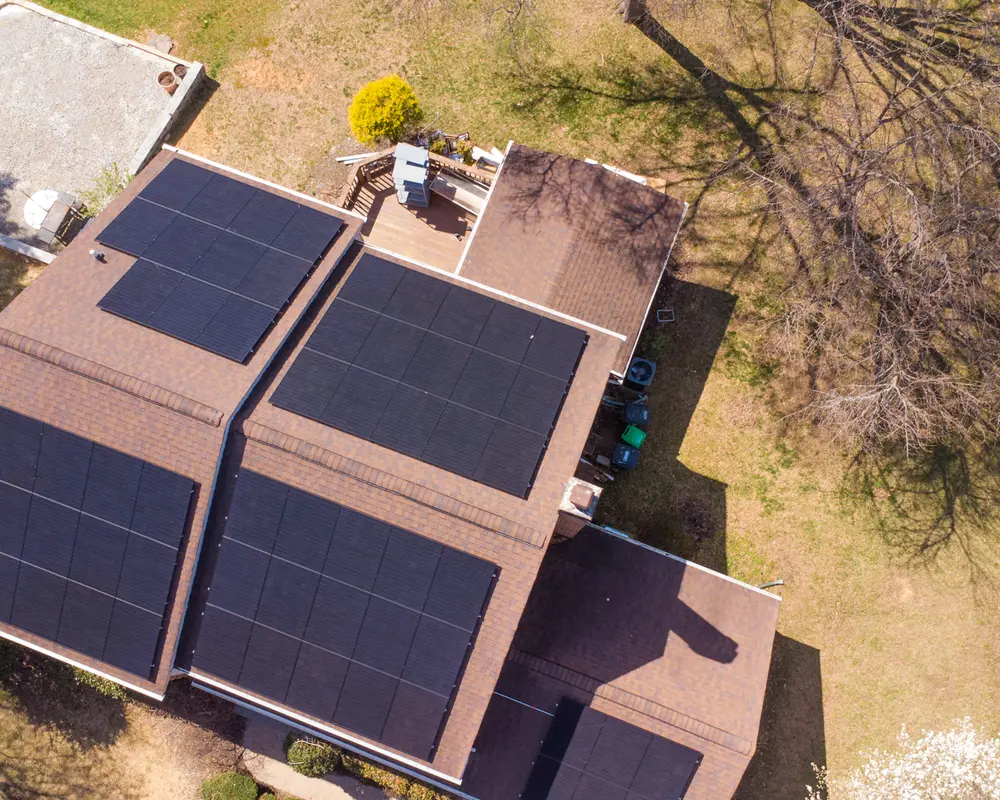 Aerial photography of residential rooftop solar